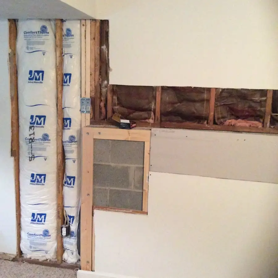 Wall insulation replacement during Basement Flood Cleanup in Juneau